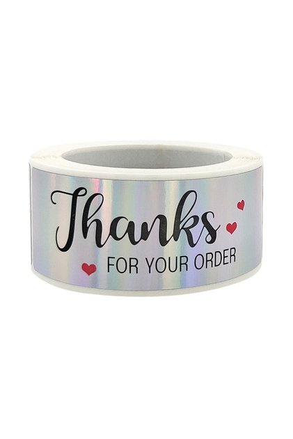 A-120pcs 120Pcs 1x3 inch Rainbow Laser Thank You for Your Order Stickers Small Business Stickers Adh