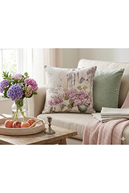 BAHAR ESİNTİSİ JAKARLI DOKUMA GOBLEN DEKORATİF KIRLENT 45*45