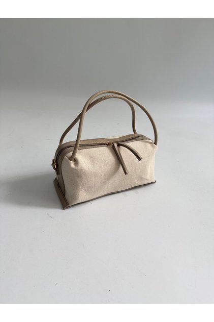Belek Model Hand and Women's Shoulder Bag, Linen Bag, Summer Bag Mink