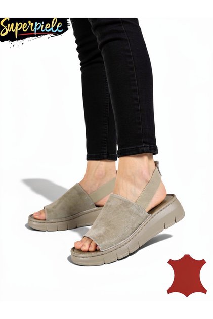 Sandale damă moderne din piele naturală cu elastic și talpă groasă