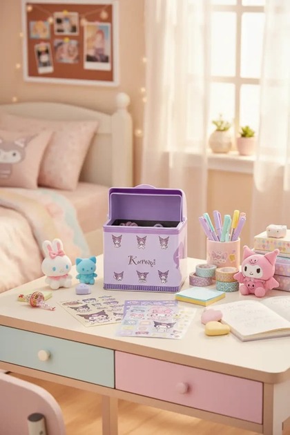 Miniso Sanrio Lisanslı Kuromi Teneke Saklama Kutusu – Çok Amaçlı
