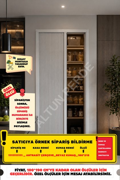 PLİSE AKORDİYON SÜRME KAPI – ÖLÇÜYE ÖZEL ÜRETİM (MAX 100x190 cm) BEYAZ