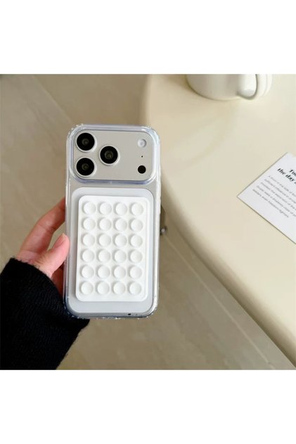 iPhone 17 Pro Max / 18 Pro Max Compatible - Transparent Phone Case with Suction Cup Attachment - (1 Case + 1 Suction Cup) — Color: White
