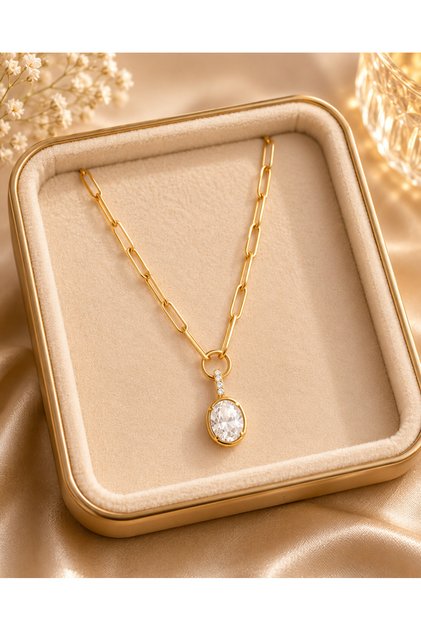 18K Anti Tarnish 316L Stainless Steel Chain Zircon Luxury Accessory Collarbone Non-fading Jewelry Pendant necklace