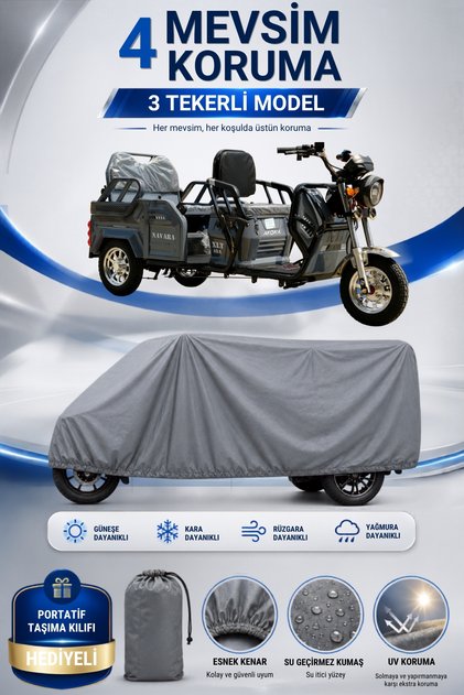 Motorcycle Tarpaulin Arora Navara New 3-Wheeled Electric Vehicle Tarpaulin Gray 4 Seasons Waterproof Uv Protected
