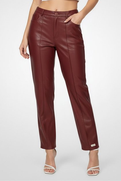 Women Regular Fit Solid Straight Leg Pants, Maroon