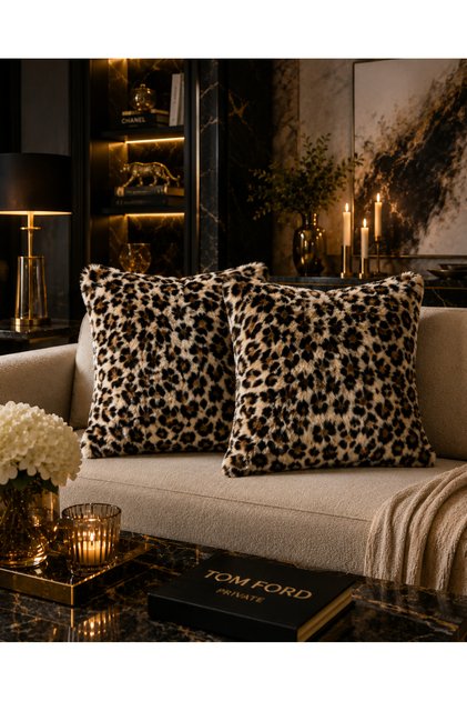 Masal Home 2-Pack Leopard Throw Pillow