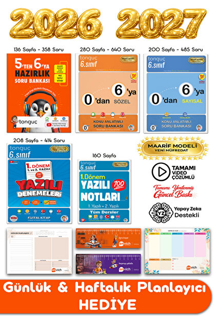 Tonguç Yayınları 6. Sınıf 5 ten 6 ya Hazırlık Seti 0 dan 6 ya