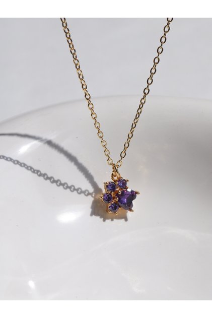 Purple Stone Paw Necklace