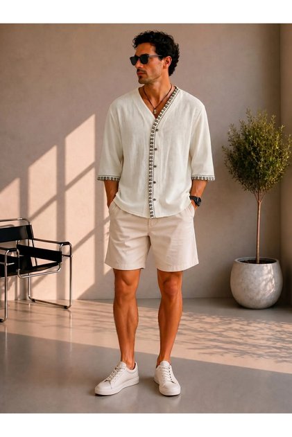 Oversize Cotton Linen Off-White Shirt