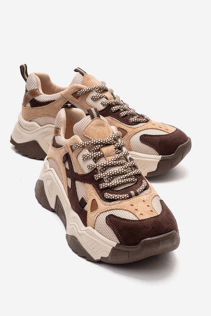 Kadın Kalın Tabanlı Günlük Sneaker Kahve Süet Multi
