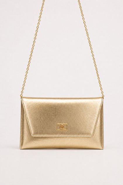 Altın/Gold Kadın Gece Davet Çantası Zincir Askılı Portföy Clutch ve Omuz Çantası