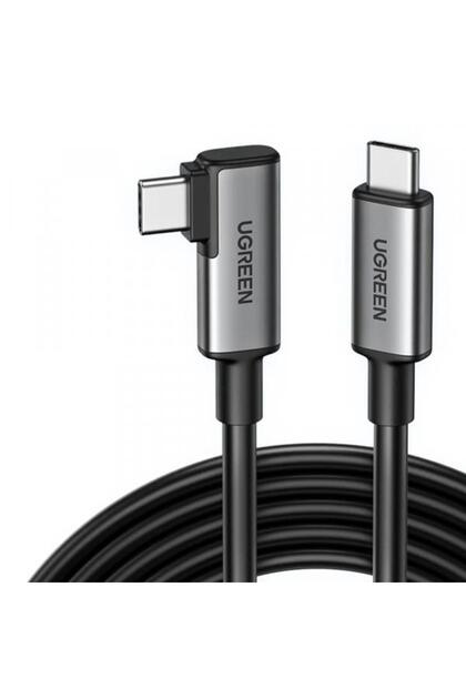 US551 (90629) Ъглов USB-C към USB-C кабел за данни и зареждане, 60W, 5м, Черен