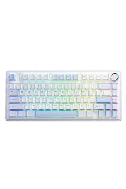 F75 TKL Mekanik RGB Crescent Switch Tri Mode Kablosuz Makrolu Hot Swap Gaming Oyuncu Klavyesi Buz Mavisi