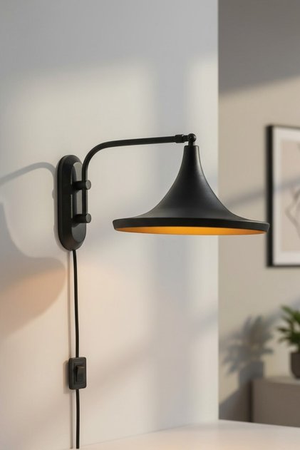 Large Black Articulated Decorative Plug-In Sconce Metal Movable Lamp Hotel Restaurant Cafe Rustic