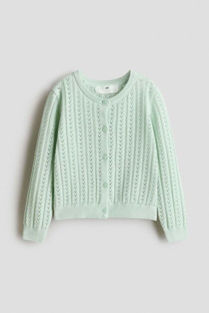 Pointelle-knit cotton cardigan