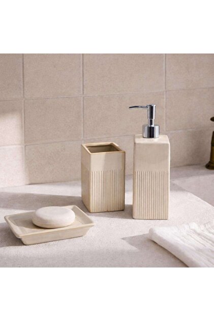Mitena 3-piece Bathroom Accessories Set - Cream
