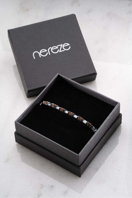 Macrame Men's Bracelet with Sequential Hematite Natural Stones