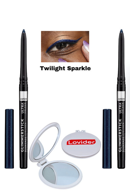 Glimmerstick Asansörlü Göz Kalemi Pırıltılı - Twilight Sparkle 2'li + Lovider Cep Aynası
