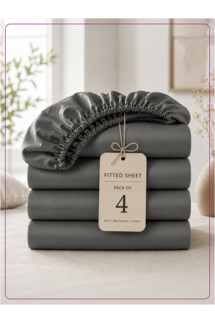 King Fitted Sheet 180x200 cm, Pack of 4 | OEKO-TEX Brushed Microfiber, Deep Pocket