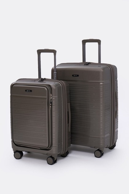 Premium Series PP 2'li Valiz Seti Orta + Kabin Gri