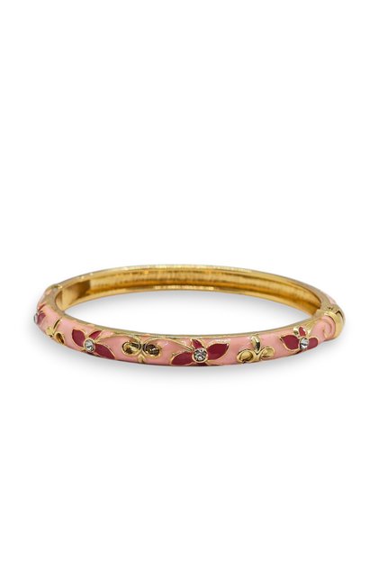 Women's 1 Piece Colorful Enamel Flower Patterned Gold Color Handcuff Bracelet Elegant Daily Stylish