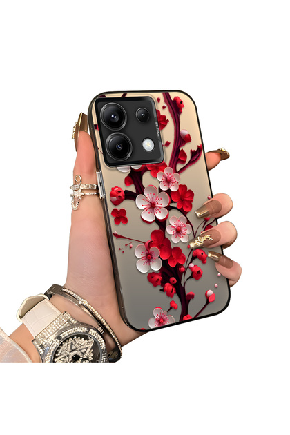 Redmi Note 13 Pro 5g Compatible Silicone Edge Hard Back Case Couple Phone Case with Floral Pattern