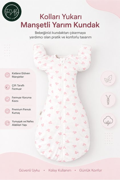 Premium Cotton Half Swaddle Baby Sleeping Bag 4 Seasons with Zipper