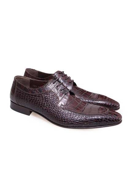 Bordo Color Lace-Up Genuine Leather Men's Shoes