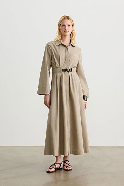 Sand Belt Detailed Shirt Dress