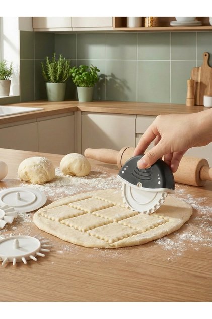 Practical Dough Cutting Set, 4-Headed Silicone Handle Shaping Tool