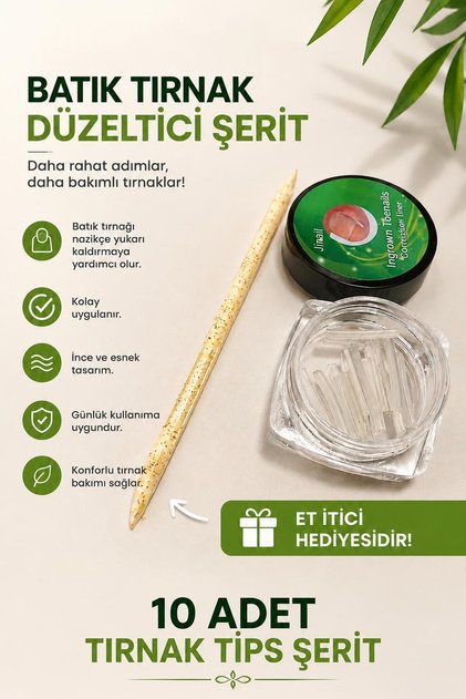 Tırnak Batık Tırnak Düzeltici 10 Adet Şerit Klips Aparat Hediyeli