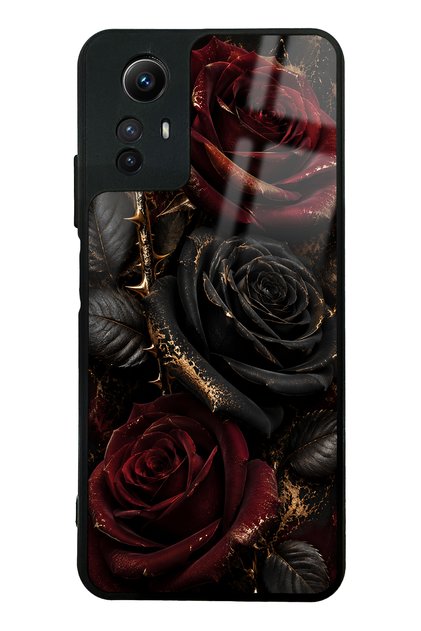 Xiaomi Redmi Note 12S Obsidian Crimson Rose Design Glossy Phone Case