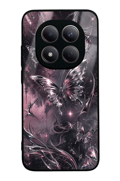 Xiaomi Redmi Note 15 Pro Rose Chrome Butterfly Design Glossy Phone Case