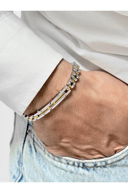 Yellow and Silver Steel Men's Bracelet Frj10196A-D 2 Year Warranty Gift Boxed