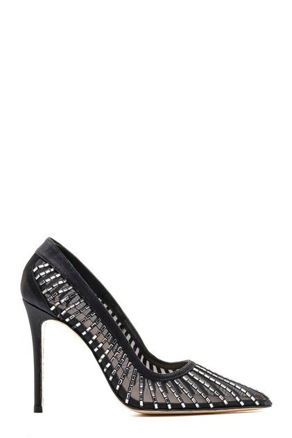 ZENA SİYAH/GÜMÜŞ TEKSTİL Kadın Stiletto & Abiye