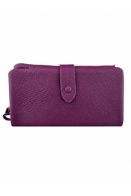 Women's Genuine Leather Zippered Multi-Compartment Long Wallet