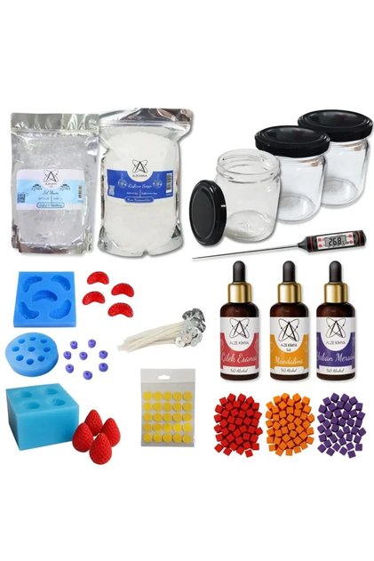 Kendi Reçel Mumlarını Yap – Mum Başlangıç Seti | 3’lü Set | Çilek | Mandalina | Yaban Mersini