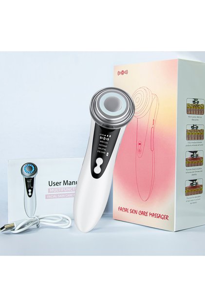White Microcurrent EMS Face Lift Beauty Device LED Red Blue Light Skin Rejuvenation Tightening Elect