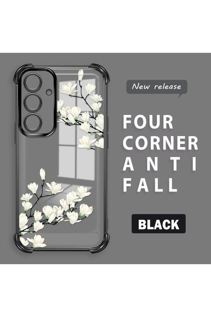 Samsung Galaxy S24 Fe Compatible Transparent Back Four Corners Reinforced Impact Protection Silicone Case