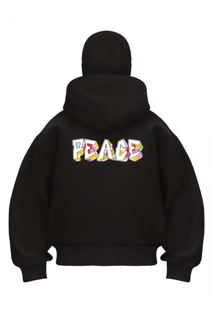 Peace Printed Snow Masked Ninja Unisex Sweatshirt Cardigan