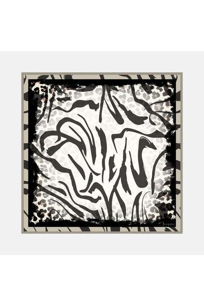 Tivil Silk Scarf 53639 Black Gray Abstract Pattern