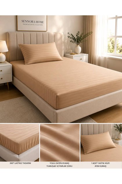 Home Premium Yollu Satin Elastic Sheet + 1 Pillowcase |   Hotel Comfort |   Single and Double 2 Pillow Cases