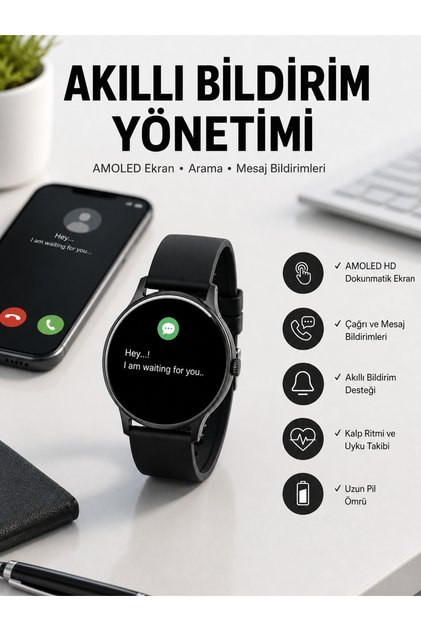 Akıllı Saat Çok Fonksiyonlu Sesli Görüşme NFC Uyumlu Amoled Ekran Yeni Nesil