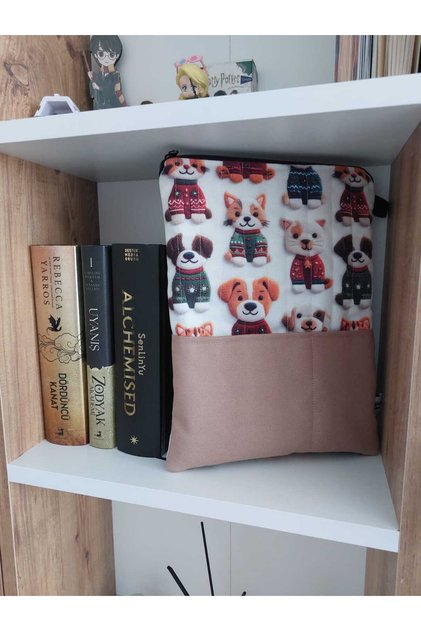 Home Fermuarlı, su geçirmez astarlı, elyaf korumalı Kitap Kılıfı (patili)