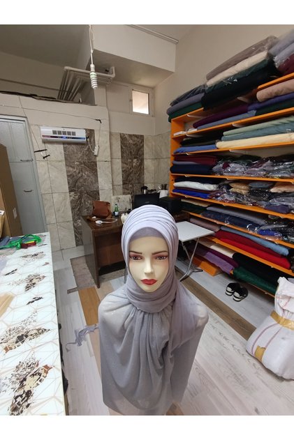 Simsiz Açık Gri Sim Detaylı Nuray Model.Duvak,Hazır Duvak,Düğün,Hazır şal,Hazır türban,Abiye şal,Sünnet,Nişan,Söz