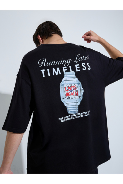 Men Oversized Back Digital Print Cotton Terry T-Shirt