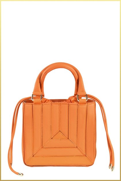 Norm Women's Patterned Drawstring Hand and Shoulder Bag - Orange