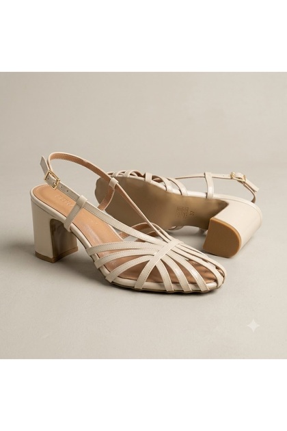 (Park Moda) Women's Thick Heeled Shoes Beige
