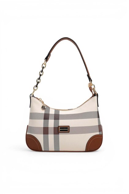 Cream - Tan Plaid Women's Shoulder Bag Sp1277